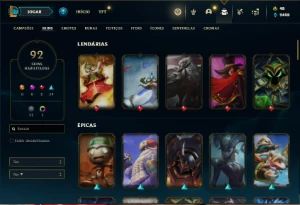Conta diamante 2 com 150 Champs e 92 Skins - League of Legends LOL