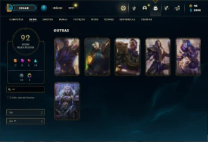 Conta diamante 2 com 150 Champs e 92 Skins - League of Legends LOL