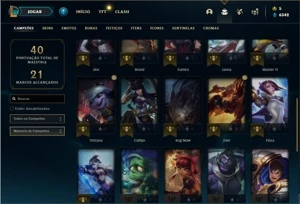 Conta prata 3 com 33 Champs e 9 Skins + 2 Fragmentos - League of Legends LOL
