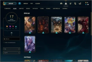 Conta platina 4 com 17 skins e 52 champs - League of Legends LOL