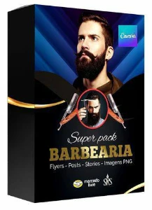 Mega Pack Arte Barbearia - Canva - Serviços Digitais