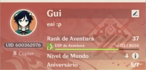 GENSHIN IMPACT DILUC + VENTI + 4 ESTRELAS + 7521 GEMAS AR 35