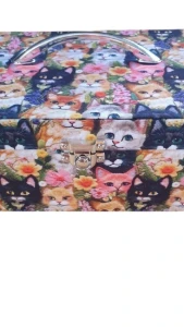 Caixa Grande para Bijuterias e Joias Estampa de Gatinhos - Artesanato e Personalizados