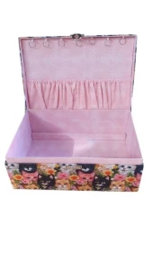 Caixa Grande para Bijuterias e Joias Estampa de Gatinhos - Artesanato e Personalizados
