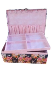 Caixa Grande para Bijuterias e Joias Estampa de Gatinhos - Artesanato e Personalizados