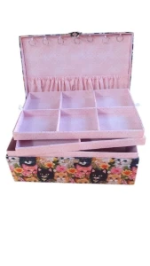 Caixa Grande para Bijuterias e Joias Estampa de Gatinhos - Artesanato e Personalizados