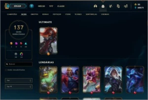 Conta LOL Lvl 196, atualmente gold 4, 137 skins - League of Legends