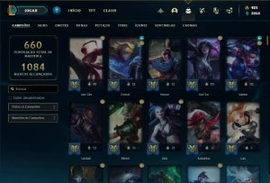 Conta platina 4 com TODOS os champs e 439 Skins + 67 Cromas - League of Legends LOL