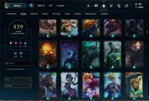 Conta platina 4 com TODOS os champs e 439 Skins + 67 Cromas - League of Legends LOL