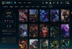 Conta platina 4 com TODOS os champs e 439 Skins + 67 Cromas - League of Legends LOL