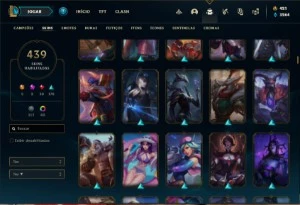 Conta platina 4 com TODOS os champs e 439 Skins + 67 Cromas - League of Legends LOL
