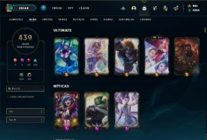 Conta platina 4 com TODOS os champs e 439 Skins + 67 Cromas - League of Legends LOL