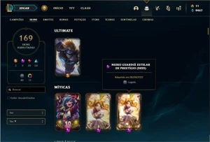 Conta Prata 1 com TODOS os champs e 169 Skins + 2 prestigios - League of Legends LOL