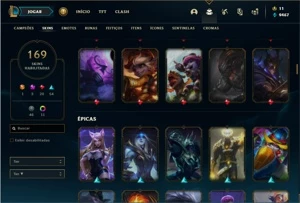 Conta Prata 1 com TODOS os champs e 169 Skins + 2 prestigios - League of Legends LOL