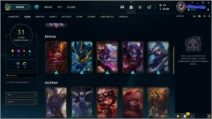 CONTA PLATINA BOM MMR COM SKIN MÍTICA-HECARIM LANCEIRO ZERO - League of Legends LOL