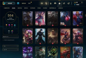 Unranked com TODOS os champs e 204 Skins ( TOP / JG / ADC ) - League of Legends LOL