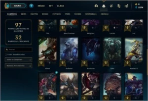 Conta prata 3 MAIN JG com 15 skins e 31 champs - League of Legends LOL