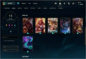 Conta prata 3 MAIN JG com 15 skins e 31 champs - League of Legends LOL