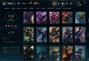 Unranked com 130 Champs e 119 Skins ( ADC / JG / TOP ) - League of Legends LOL