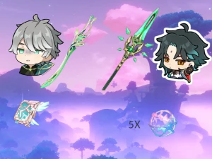 AR25 - Alhaitham com BIS + Xiao com BIS + Atlas + 5 tiros - Genshin Impact