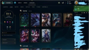 CONTA LOL-TODOS OS CAMPEÕES-PLATINA 5-MAIS DE 200 SKINS - League of Legends