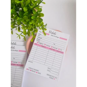 Bloco Talão de Pedido Rosa 10 x 15 cm - Artesanato e Personalizados