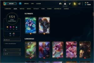 Conta prata 4 com 151 skins e 134 champs - League of Legends LOL