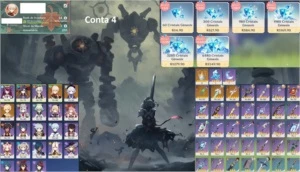 sem login ar 54 kazuha mona c2 qiqi lança de jade falcão - Genshin Impact