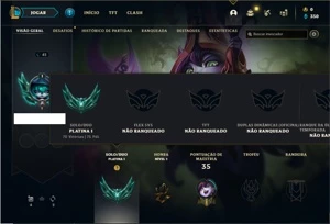 Conta platina 1 com 75 PDL, 27 Champs e 2 Skins + 11 Espolio - League of Legends LOL