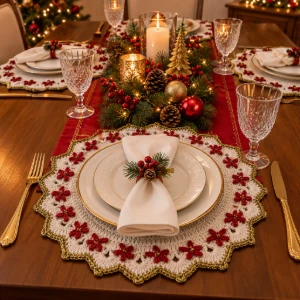 Sousplat Flor de Natal - 20cm - Artesanato e Personalizados