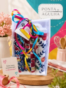Kit Sacolinha com 3 Panos de Prato - Artesanato e Personalizados