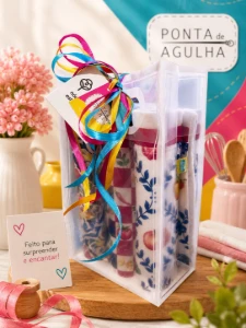 Kit Sacolinha com 3 Panos de Prato - Artesanato e Personalizados
