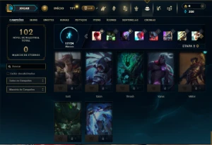 Mestre com 50 Champs e 8 Skins - League of Legends LOL