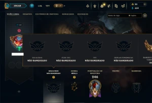 Unranked com 70 Champs e 12 Skins - League of Legends LOL