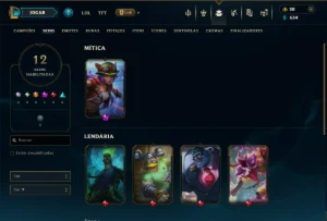 Unranked com 70 Champs e 12 Skins - League of Legends LOL