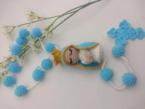 Terço Mariano em Crochê - Artesanato e Personalizados