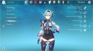 Conta genshin impact, 5 personagens 5* e 6 armas 5*