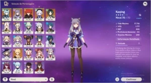 Conta genshin impact, 5 personagens 5* e 6 armas 5*