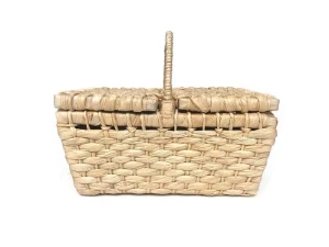 Mini Cesta de Piquenique de Palha de Milho 29x18x14