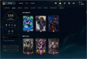 CONTA LOL 308 SKIN(3 ULTIMATE, 3 MISTICA) ALL CHAMP E RUNAS - League of Legends
