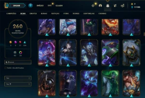 Conta Unranked com TODOS os champs e 261 skins - League of Legends LOL