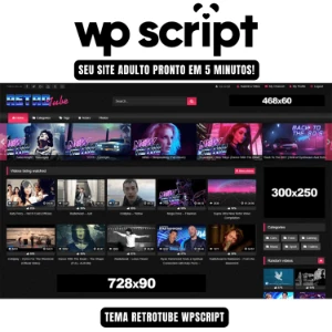 Tema Retrotube + Importar Vídeos em Massa Original Wpscript - Vídeos e Cortes Cortes Virais