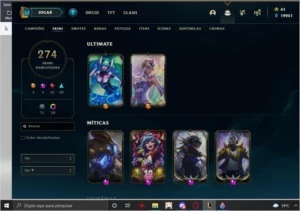 CONTA NO LOL COM 274 SKINS, MUITOS CROMAS - League of Legends