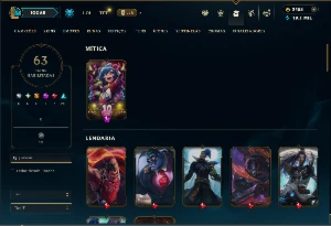 Bronze 4 com 100 Champs e 63 Skins + 2455 RP - League of Legends LOL