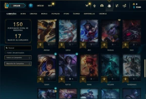 Conta ouro 3 com 50 Champs e 12 Skins + 8 Espolios - League of Legends LOL