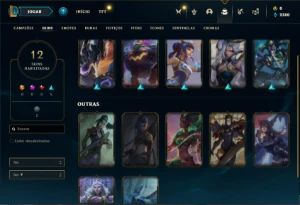 Conta ouro 3 com 50 Champs e 12 Skins + 8 Espolios - League of Legends LOL