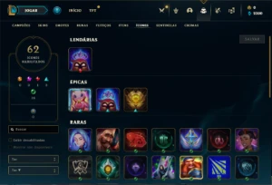 Conta ouro 3 com 50 Champs e 12 Skins + 8 Espolios - League of Legends LOL