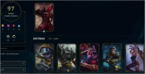 Conta de LOL level 47 com todos os campeões e 97 skins - League of Legends