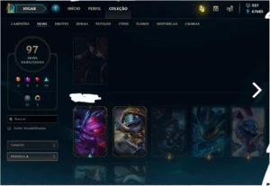 Conta de LOL level 47 com todos os campeões e 97 skins - League of Legends