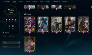 Conta Platina 4 mmr bom muitas skins boas  varias prestigios - League of Legends LOL